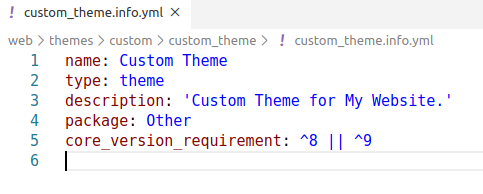 Drupal Theming: Create an info.yml file