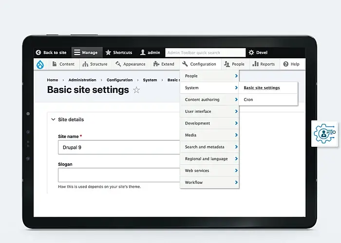 admin toolbar